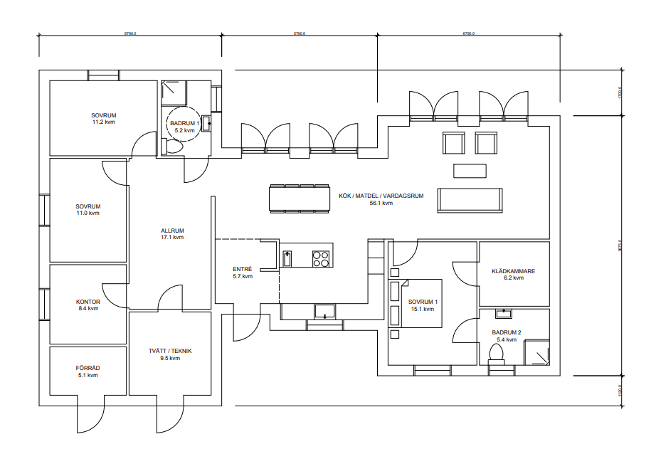 Planlösning på Villa Brösarp - plan 1