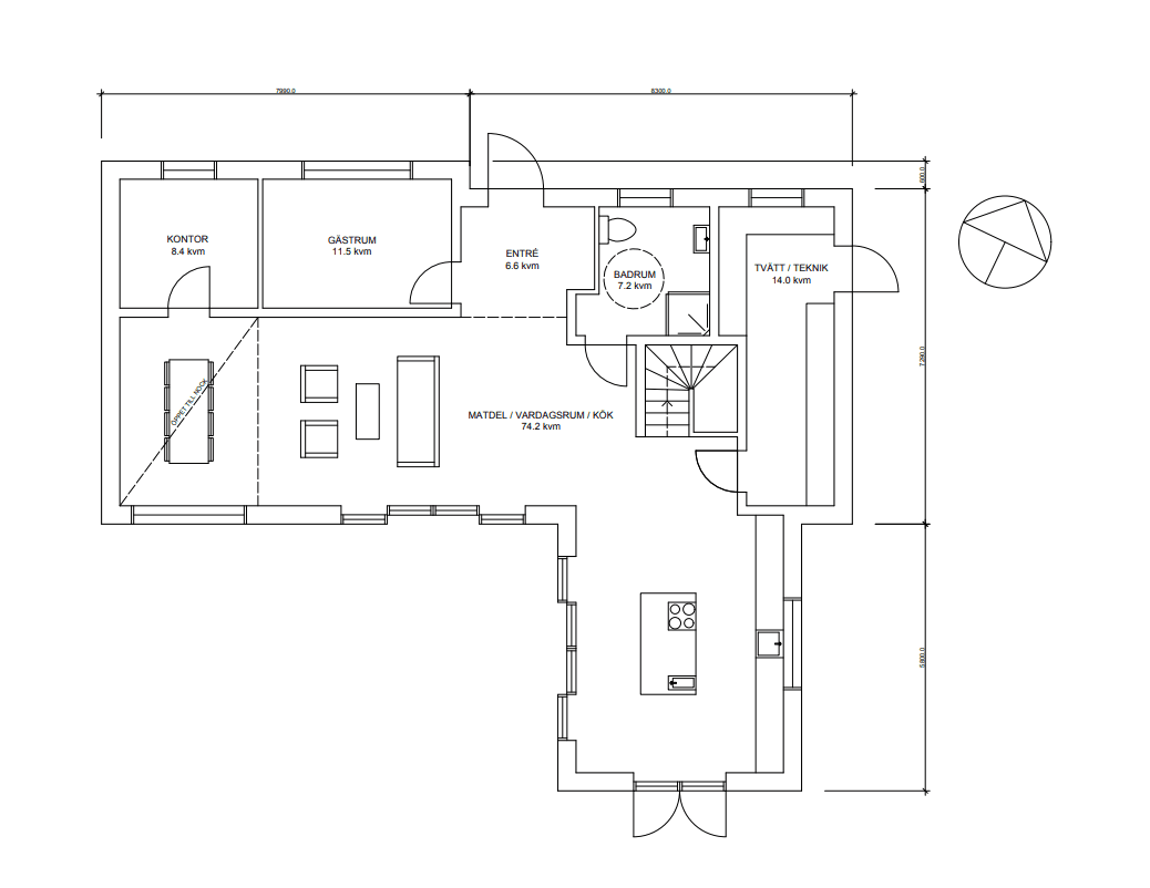 Planlösning på Villa Ljunghusen - plan 1