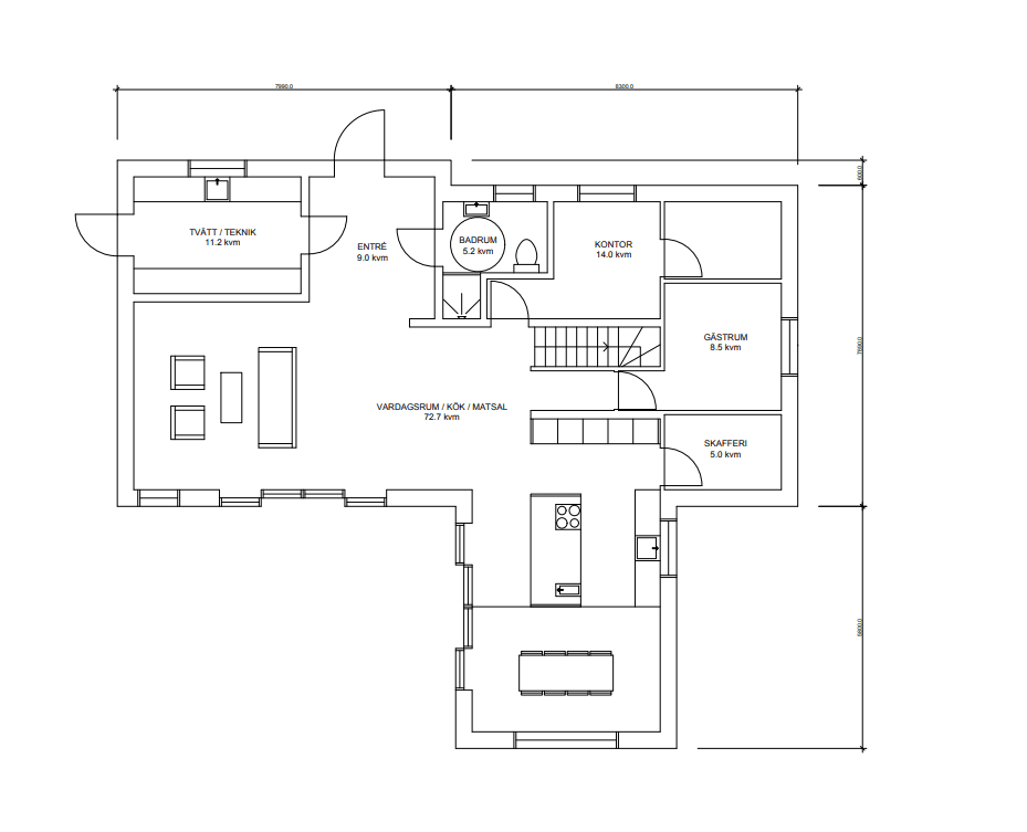 Planlösning på Villa Ljunghusen - plan 1