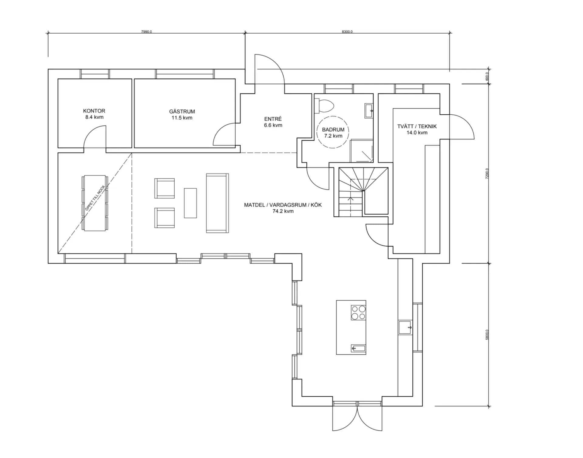 Planlösning på Villa Ljunghusen